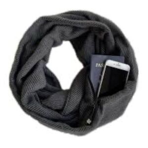 Sholdit Versatile Gray Infinity Scarf Soft Lightweight Accessory with Pocket